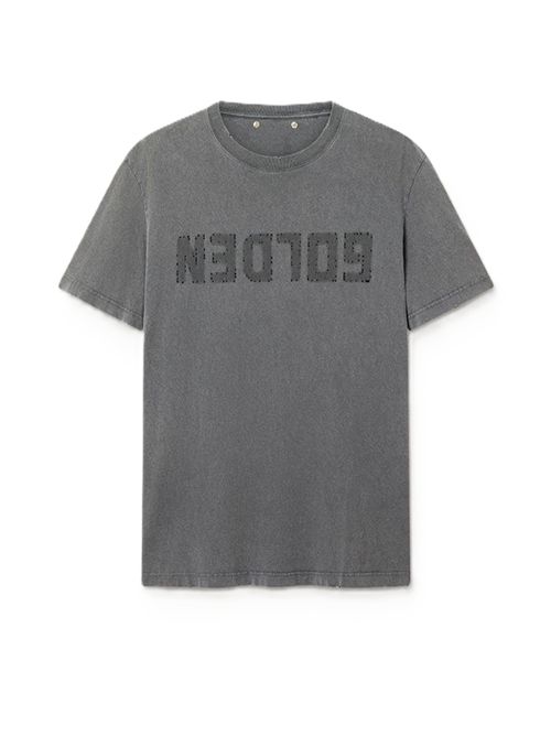 T-shirt da uomo di colore grigio antracite dal trattamento distressed Golden Goose | GMP01220.P000671.60318ANTHRACITE